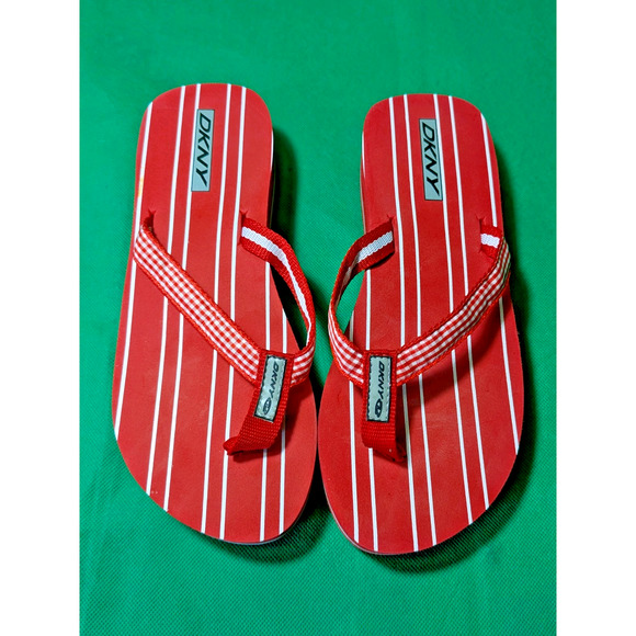 NWOT DKNY Women's Red/Wht Striped Platform Sandals (Maybe Sz 8) - Picture 1 of 4